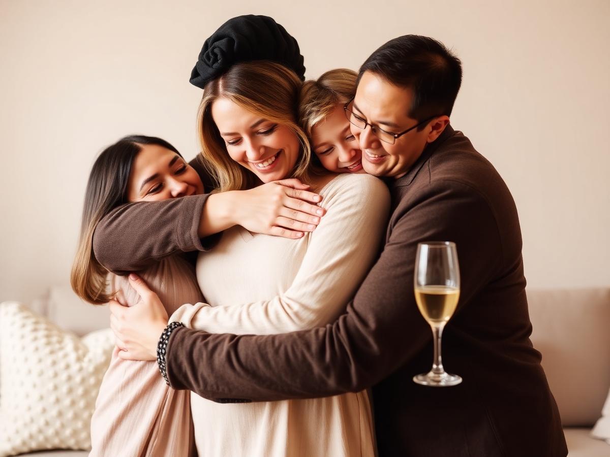Família se abraçando
